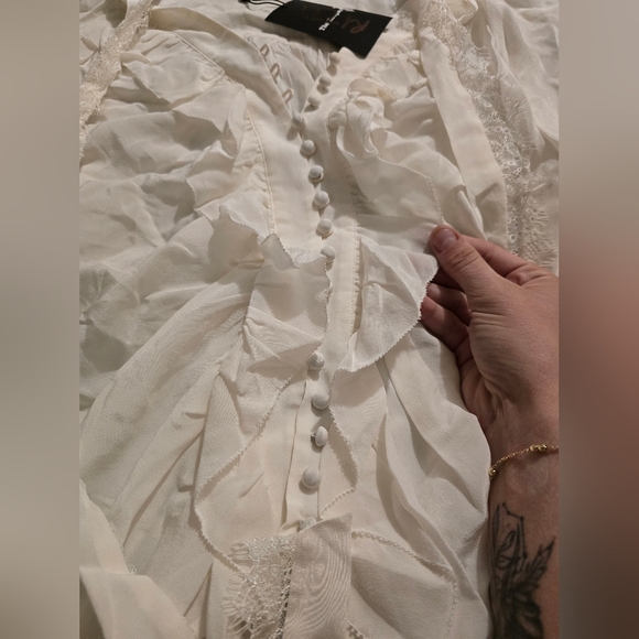 NWT The Kooples Silk Ruffle-Trim Blouse - Picture 12 of 12